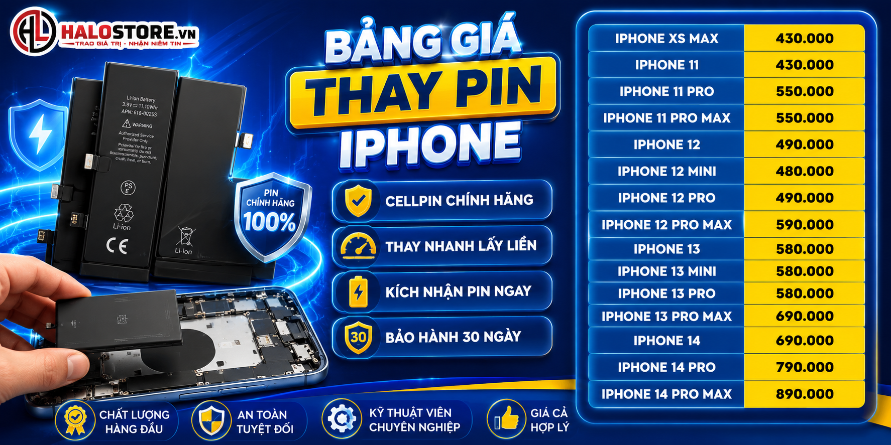 THAY PIN iPHONE CHÍNH HÃNG LẤY LIỀN